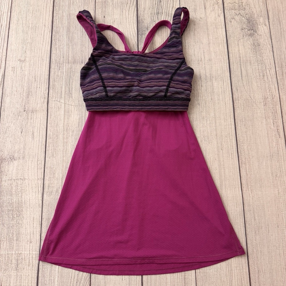 Lululemon No Limits Purple Wee Stripe Tank Top Size 4 Women's Workout Activewear